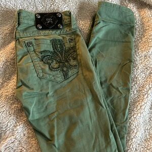 Miss Me Green Skinny Jeans